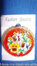 Jewelry #08 Vintage Micro Mosaic Floral Italian Pin/Brooch with Three Flowers - £46.91 GBP