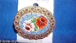 Jewelry #09 Vintage Micro Mosaic Floral Italian Pin/Brooch with Two Flowers #09 - £38.74 GBP
