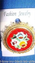 Jewelry #10 Vintage Micro Mosaic Floral Italian Pin/Brooch w/Three Center Flower - £30.99 GBP