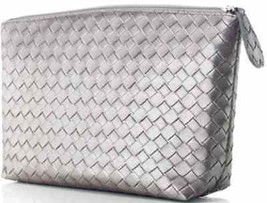 Make Up Bag ~ Clutch Silver Woven Bag NEW - $19.75