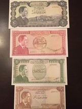 Reproduction Set Jordan King Hussein 1959-1970s Half, 1, 5,10 Dinars Paper Money - £9.58 GBP