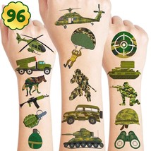96 PCS Military Camouflage Temporary Tattoos Theme Army Birthday Party Decoratio - £19.46 GBP