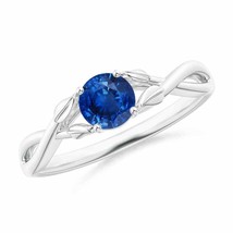 ANGARA Nature Inspired Blue Sapphire Crossover Ring with Leaf Motifs - £751.97 GBP