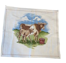 Vintage Farmhouse Cow Print Fabric Panel 13&quot; x 11&quot; Cotton - £5.15 GBP