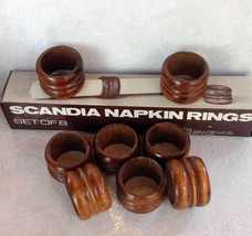 Vintage Set of Scandia Wood Napkin Rings in Original Box Set of 8 - £15.84 GBP