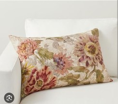 Pottery Barn Autumnal Floral Embroidery Pillow Case 26&quot;x16&quot; - $64.35