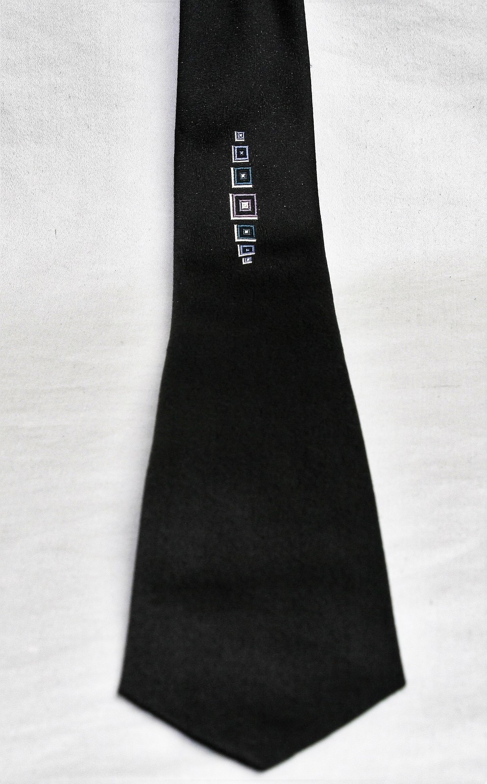 Expression Black Mens Necktie Squares Polysilk Blend - $8.04