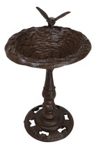 Rustic Cast Iron Hummingbird Hovering Over Nest Garden Bird Feeder Bath ... - £30.71 GBP