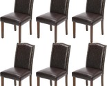 The Mcq Upholstered Dining Chairs Set Of 6 Is A Modern, Dark Brown, Mid-... - $350.99