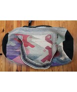 Vtg Mid Century Modern Wool Fabric Geometric Bird Duffle Bag - $43.70