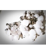 Vintage West Germany White Milk glass Bead Cluster silvertone Clip on Ea... - £7.91 GBP