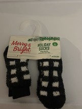 Merry &amp; Bright Collection Festive Dog Holiday Black Checker Socks Size L... - $7.43