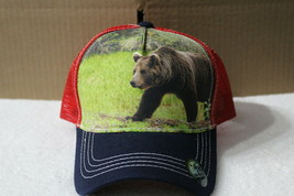 BROWN BEAR FOREST GRASS OUTDOOR SNAPBACK BASEBALL CAP HAT MESH BACK DK B... - £8.94 GBP