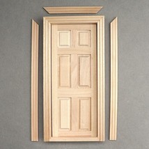 DIY 1:12 Dollhouse Miniatures Wood Door 6 Panel Unpainted Door; High 7.08&quot; - £6.37 GBP