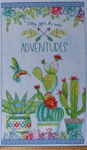 24&quot; X 44&quot; Panel Cactus Succulents Hummingbird Cotton Fabric Panel D683.62 - £6.89 GBP