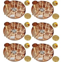 Prisha India Craft Set of 6 Indian Dinnerware Pure Copper Traditional Dinner Set - £253.15 GBP