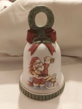 Vtg 1970s Enesco Wind Up Bell Music Box Santa Hand Painted Christmas - $11.65