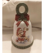 Vtg 1970s Enesco Wind Up Bell Music Box Santa Hand Painted Christmas - £9.11 GBP