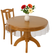 70&quot; Round Clear Tablecloth Protector – Heavy Duty Vinyl Cover with Hemme... - $10.84