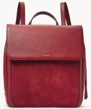 Fossil Claire Dark Red Leather &amp; Suede Backpack SHB3045627 NWT $200 Retail FS - £81.33 GBP