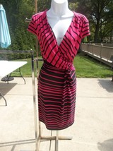 Danny&amp;Nicole Cute Pink&amp;Black Striped Knit Dress L - $15.99