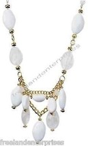 Necklace Beaded Baubles Statement Necklace ~Goldtone White Clear~NEW Avon Boxed - £15.65 GBP
