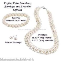 Necklace Bracelet & Earring Perfect Poise 3 Piece Gift Set SILVERTONE --Avon NEW - £23.44 GBP