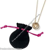 Necklace Circle Heart Goldtone Pendant and Black Pouch NEW in Box - £15.78 GBP