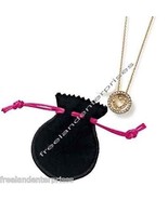 Necklace Circle Heart Goldtone Pendant and Black Pouch NEW in Box - £15.53 GBP