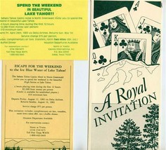 Sahara Tahoe Royal Invitation Gambling Junket Brochure &amp; Cards Nevada 1983 - £16.78 GBP