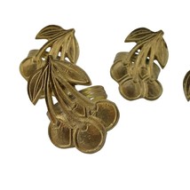 Cherry Berry Napkin Rings Set of 6 Gold Tone Sweet Cute Holiday Metal - $29.45