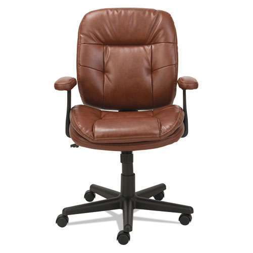 OIF OIF Swivel &amp; Tilt Leather Task Chair Fixed T-Bar Arms Chestnut Brown - $167.04