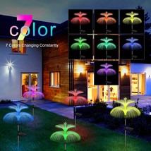 Solar Garden Lights 3 Pack New Upgraded Outdoor Waterproof 7 Color Changing doub - £43.09 GBP