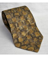 Secours Gold Brown Matalic Type Geometric Mens Necktie Tie 100% Silk USA... - £8.64 GBP