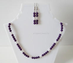 Purple Jade &amp; Glass Pearl Necklace Set - £14.46 GBP