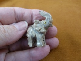 (Y-ELE-5) tan Elephas pachyderm figurine SOAPSTONE stone trunk lucky lit... - $8.99