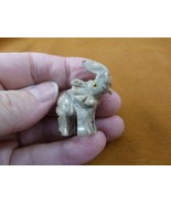 (Y-ELE-5) tan Elephas pachyderm figurine SOAPSTONE stone trunk lucky lit... - $12.62 CAD