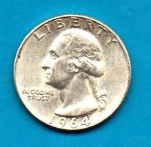 1964  Washington Quarter - Circulated - Silver 90% Near Uncirculated - £11.78 GBP