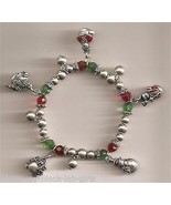 Christmas BRACELET #002 Snowman &amp; Beaded Stretch Charm Bracelet ~ No Cla... - £7.38 GBP