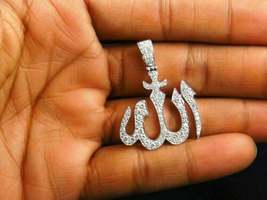 1.50Ct Round Cut Diamond Allah Pendant Necklace 18&quot; Chain 14k White Gold Finish - £75.30 GBP