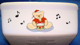 Christmas Decoration Mini Ceramic Bread Pan &quot;Bear with Drum&quot; Oven-Microwave-Safe - £9.45 GBP