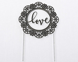 Love Black Script Wedding Cake Topper Lasercut Romantic Garden Reception Gift - £13.32 GBP
