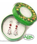 Christmas Earrings Snowdrift Forest Set of 3 ~Snowflake~Tree~Red Ball~ P... - $17.58 CAD