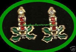 Christmas Earrings Sparkling Christmas Candle Pierced Earrings - $12.82