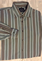 INDIGO PALMS Denim Tommy Bahama Men Striped Long Sleeve Button Up Shirt Sz L  - $23.99
