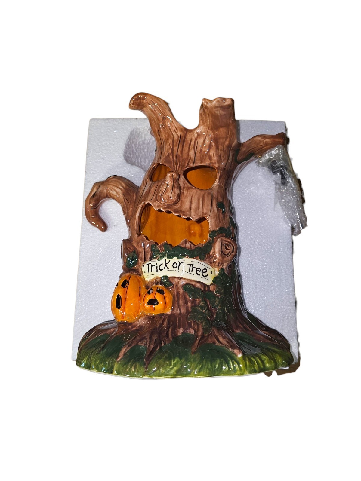 Cracker Barrel Large Halloween Haunted Tree Candle Holder Luminary 12" T Ceramic Item image 3