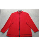 Citiknits Activewear Jacket Womens 1X Red Acetate Long Sleeve Mock Neck ... - $33.41 CAD