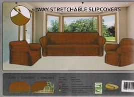 STRETCH FORM FIT - 3 Pc. Slipcovers Set, Couch/Sofa + Loveseat + Chair Covers... - £61.89 GBP