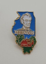 Illinois State Shaped Souvenir Enamel Lapel Hat Pin Abraham Lincoln - £11.52 GBP