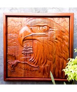 Hand Carved Large American Eagle Sculpture Wall Art Home Decoration Teak... - €2.592,95 EUR